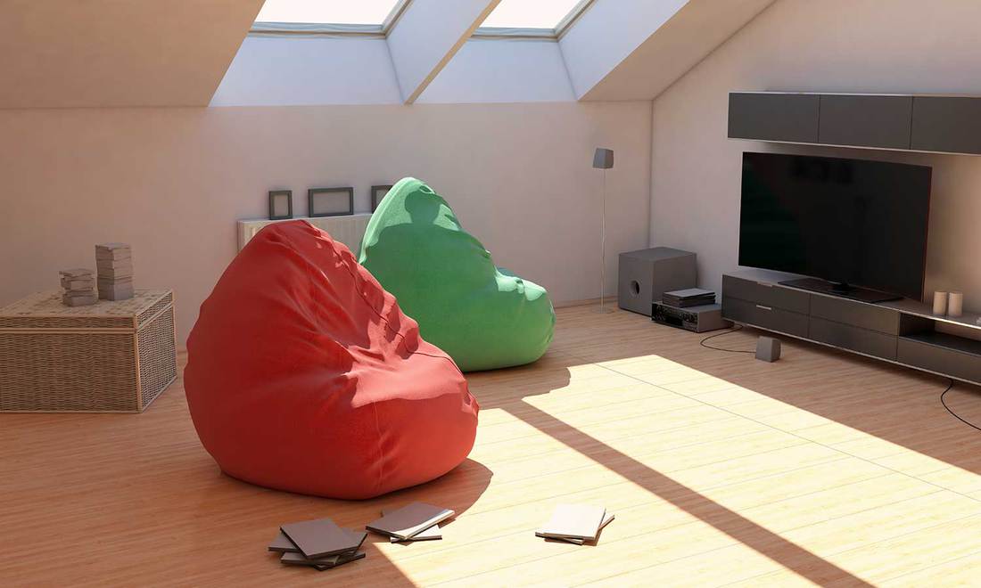 Cozy game room interior design with warm sunlight