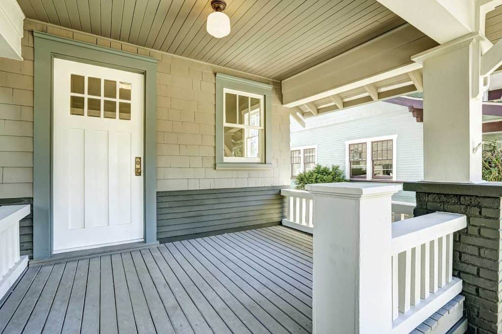 Entrance porch with white door