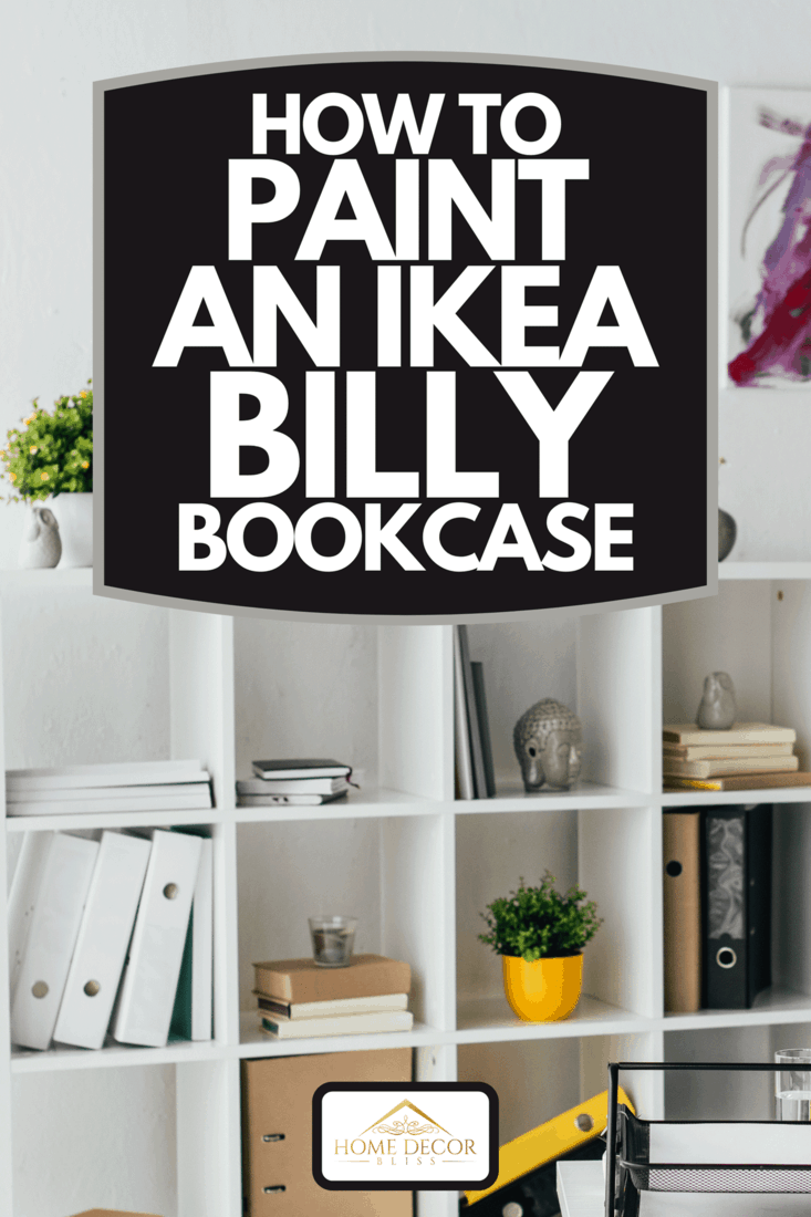 A white room with painting on wall, bookcase and flowerpots with plants, How To Paint An Ikea Billy Bookcase