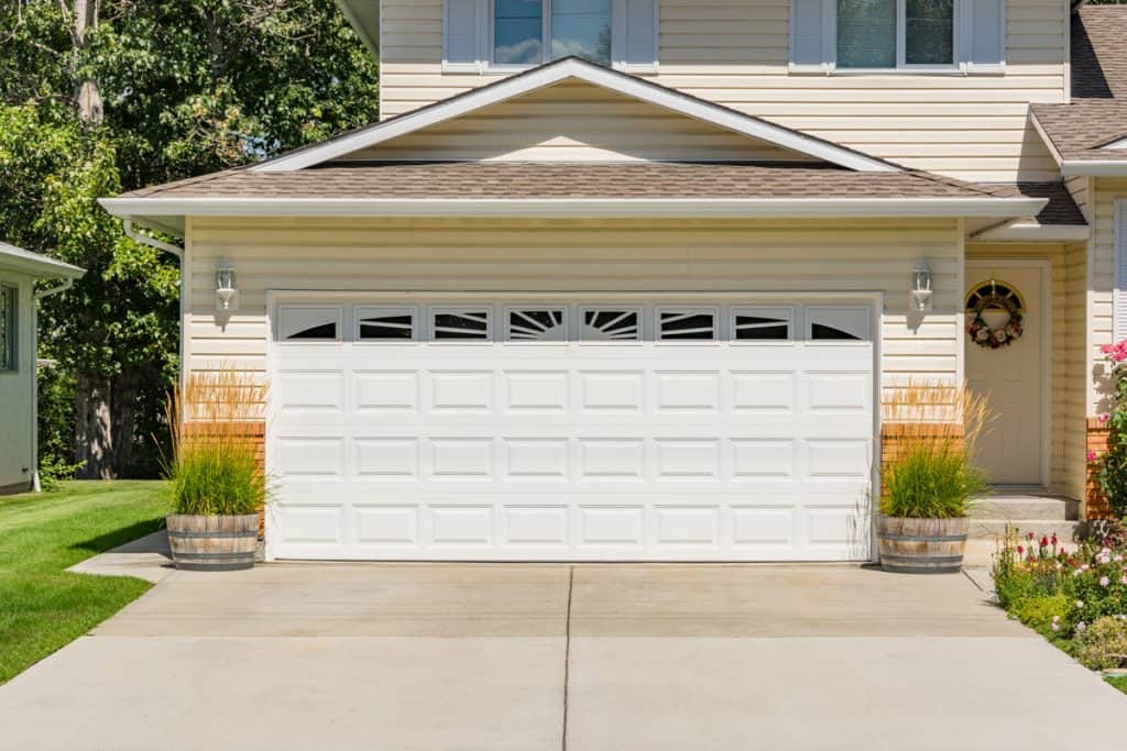 Huge white colored garage door
