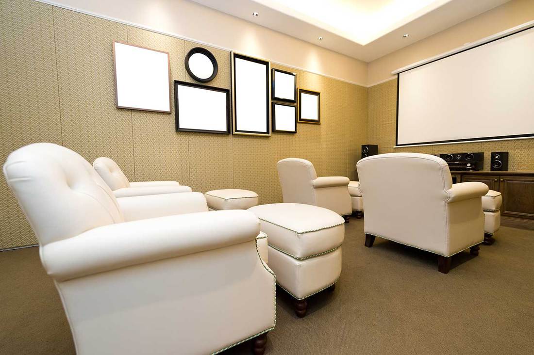 Luxury home theater with cinema style seating