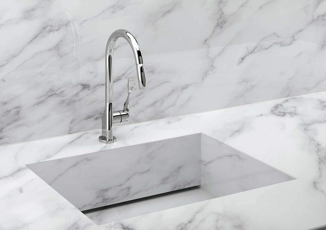 Luxury water tap with marble kitchen sink