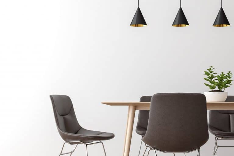 Modern dining room interior minimal style image,There are empty white wall,leather chair and wood desk, How To Reupholster A Leather Dining Chair [4 Easy Steps]