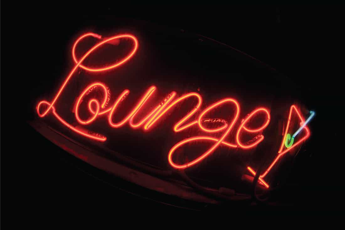 Swirly neon sign for a seedy cocktail lounge