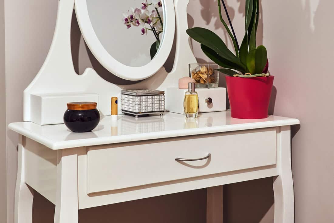 White dressing table with a mirror, How To Arrange And Style A Dressing Table [3 Great Ways]