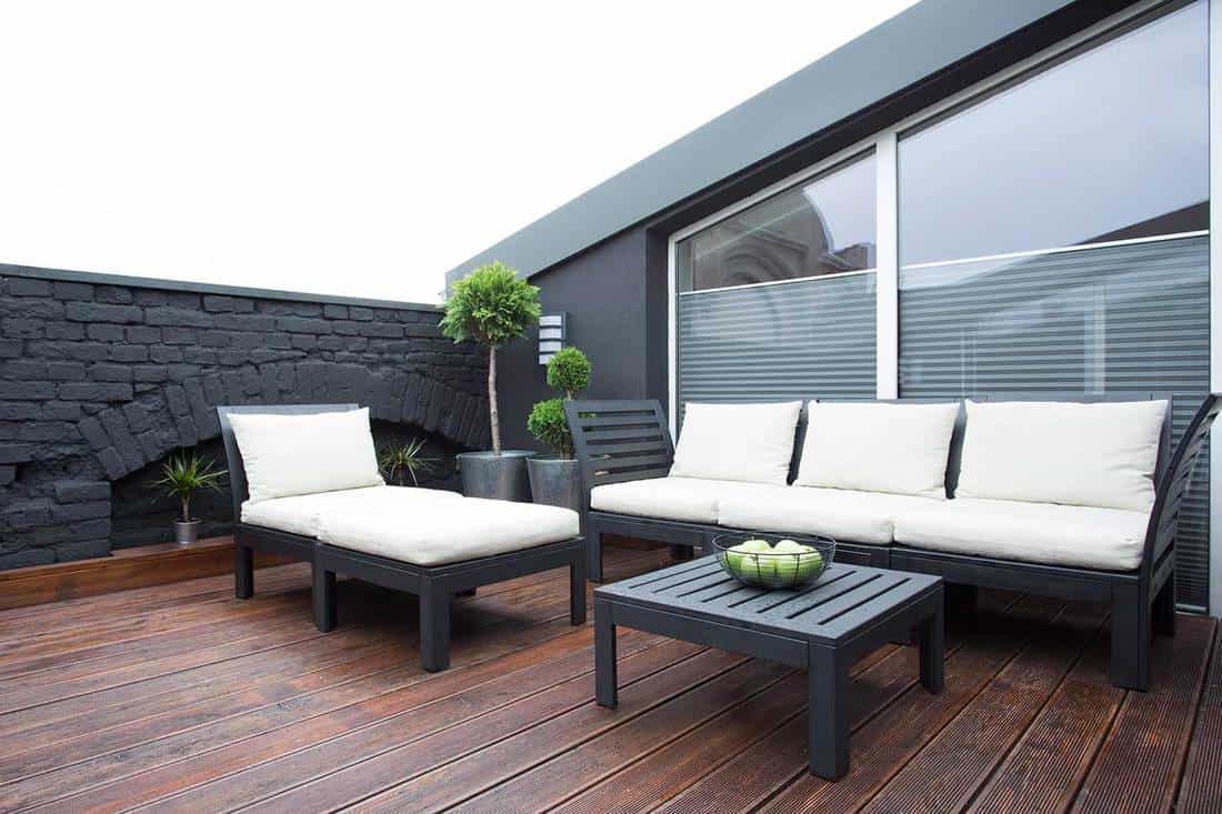 White garden furniture on terrace