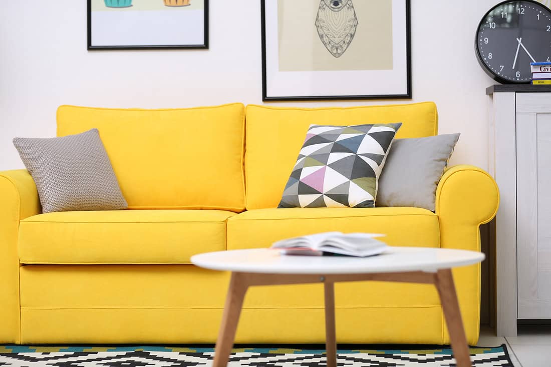 Yellow sofa in the living room