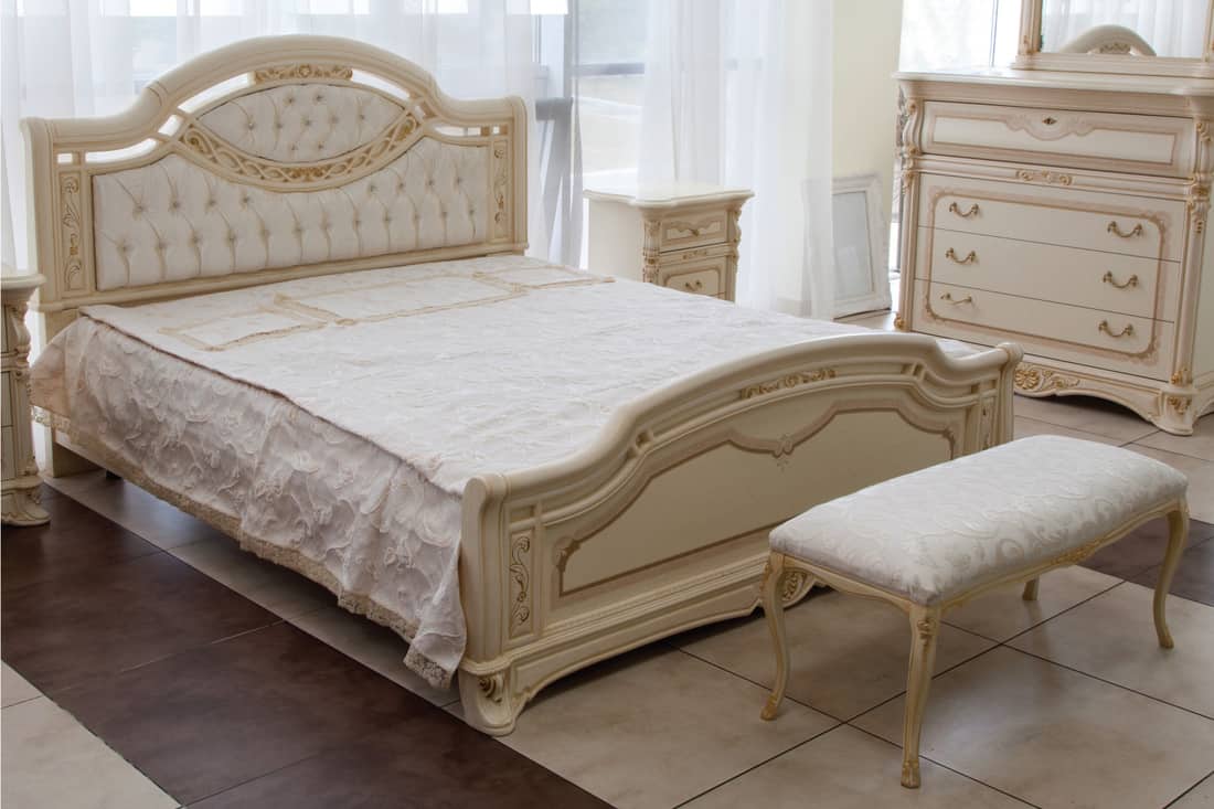 italian style bedroom, Tan, cream, and white, Mediterranean ambiance, Baroque-style furniture and architecture