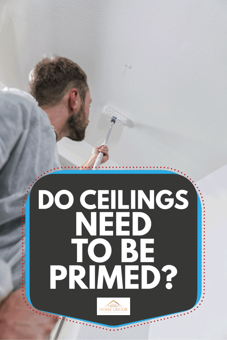 man using long pole to paint the ceiling. Do Ceilings Need To Be Primed