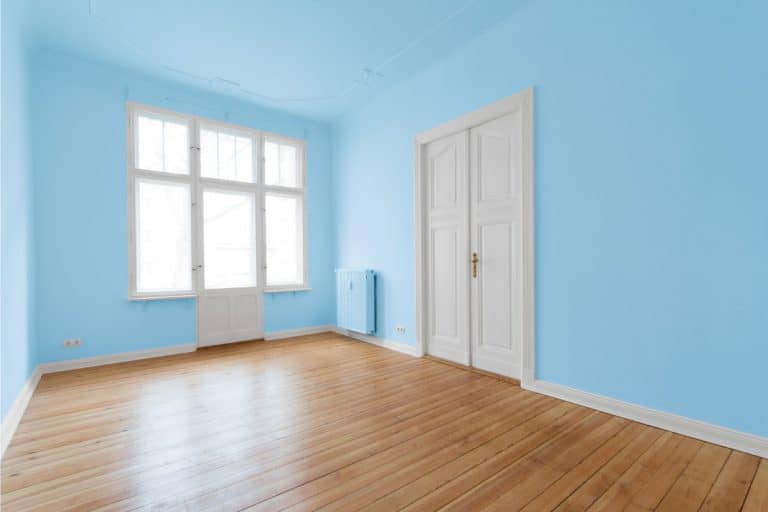 New flat in old building with the same sky blue paint, Should The Ceiling And Walls Be Same Color?