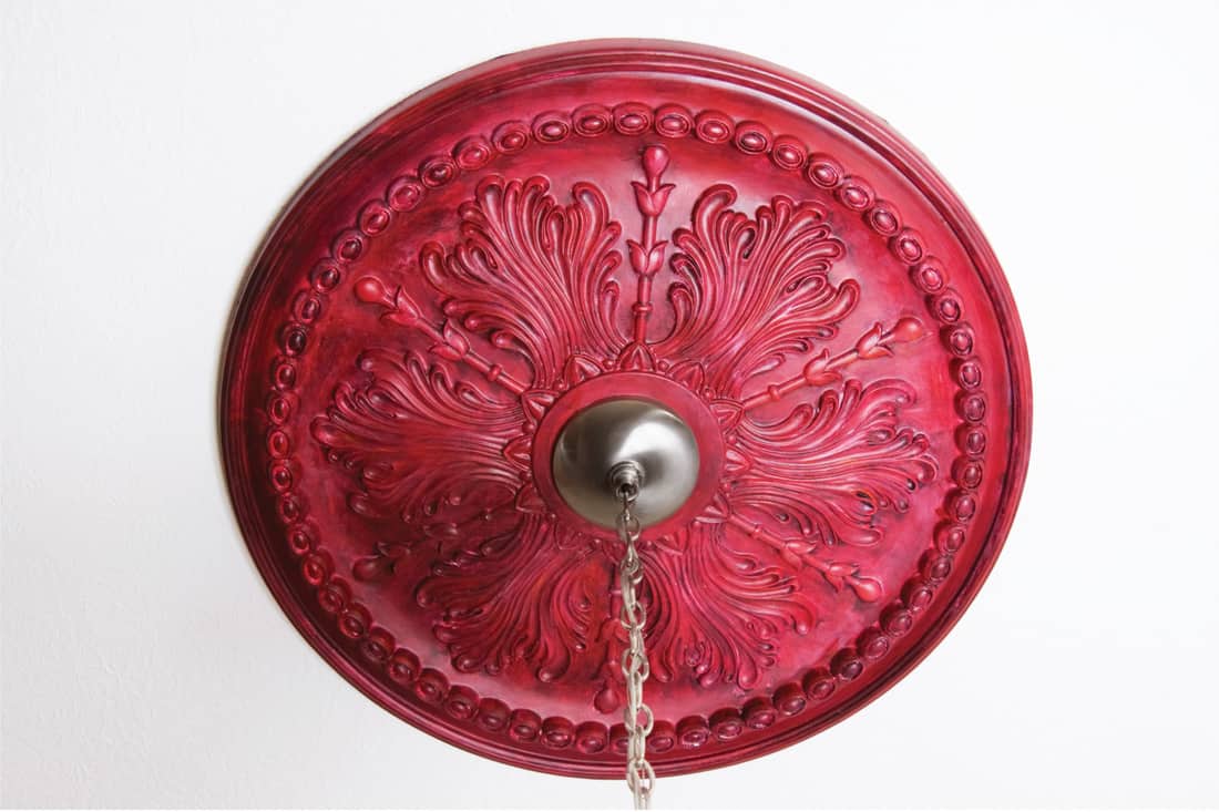 painted red ceiling medallion