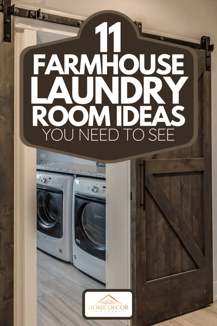 Laundry room interior with washing machine at window, hardwood floor and walls, 11 Farmhouse Laundry Room Ideas You Need To See
