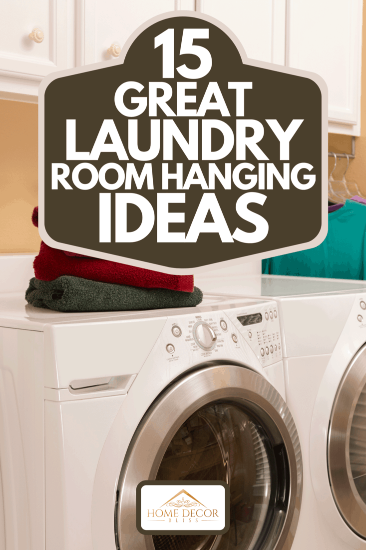 Laundry room with towels folded and clothes hung to dry, 7 Great Laundry Room Hanging Ideas