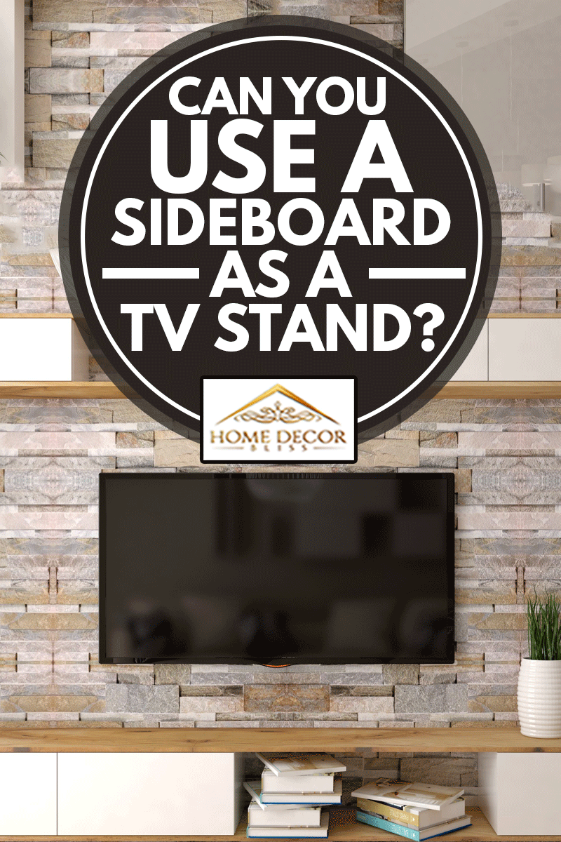 Design d'intérieur de salon moderne avec télévision montée et meuble, pouvez-vous utiliser un buffet comme meuble TV ?