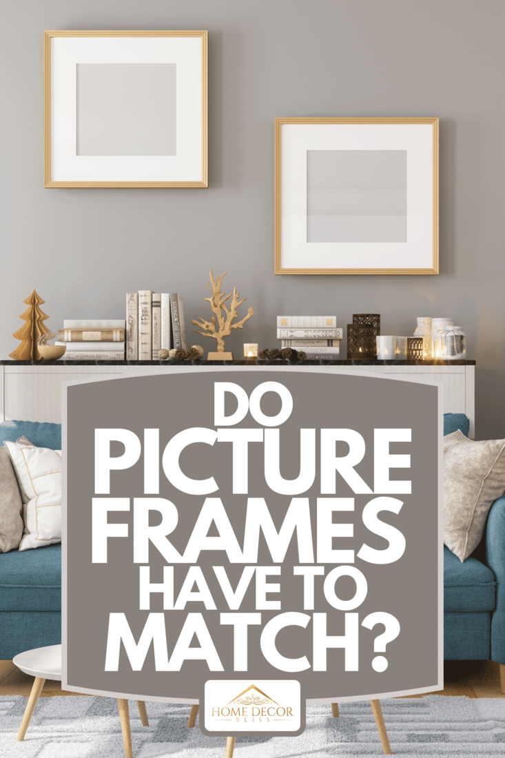 A picture frame on wall and sofa in living room, Do Picture Frames Have To Match?