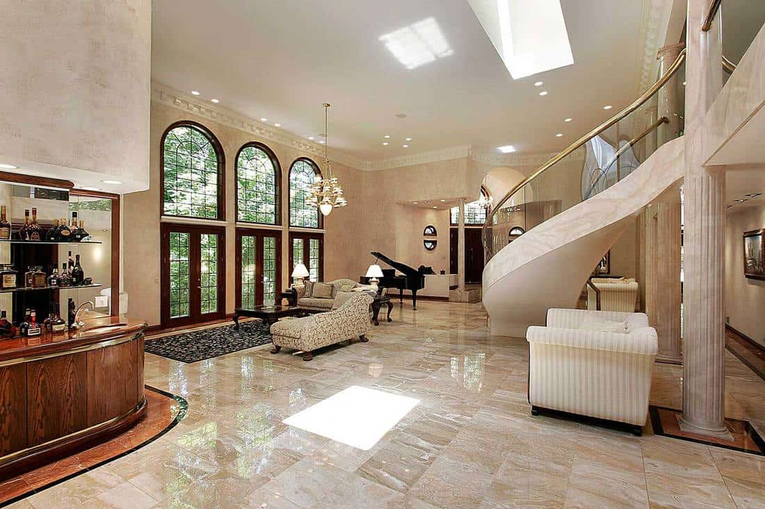 Great room with marble floors