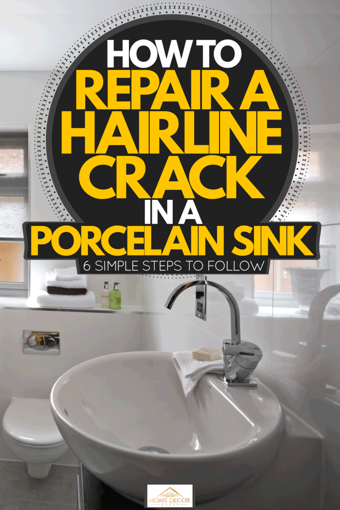 Modern contemporary interior of a bathroom with white and gray tiled walls, How To Repair A Hairline Crack In A Porcelain Sink [6 Simple Steps To Follow]