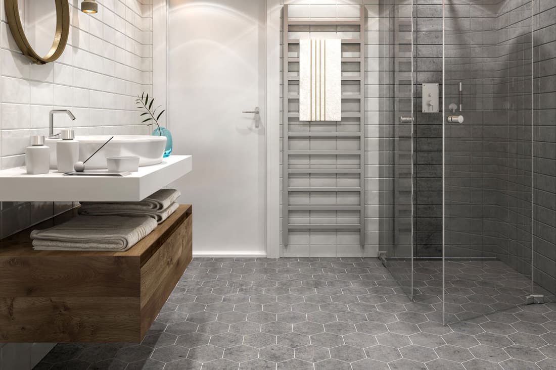 Interior of a modern bathroom with contemporary interior design, What Do You Put Under A Shower Base?