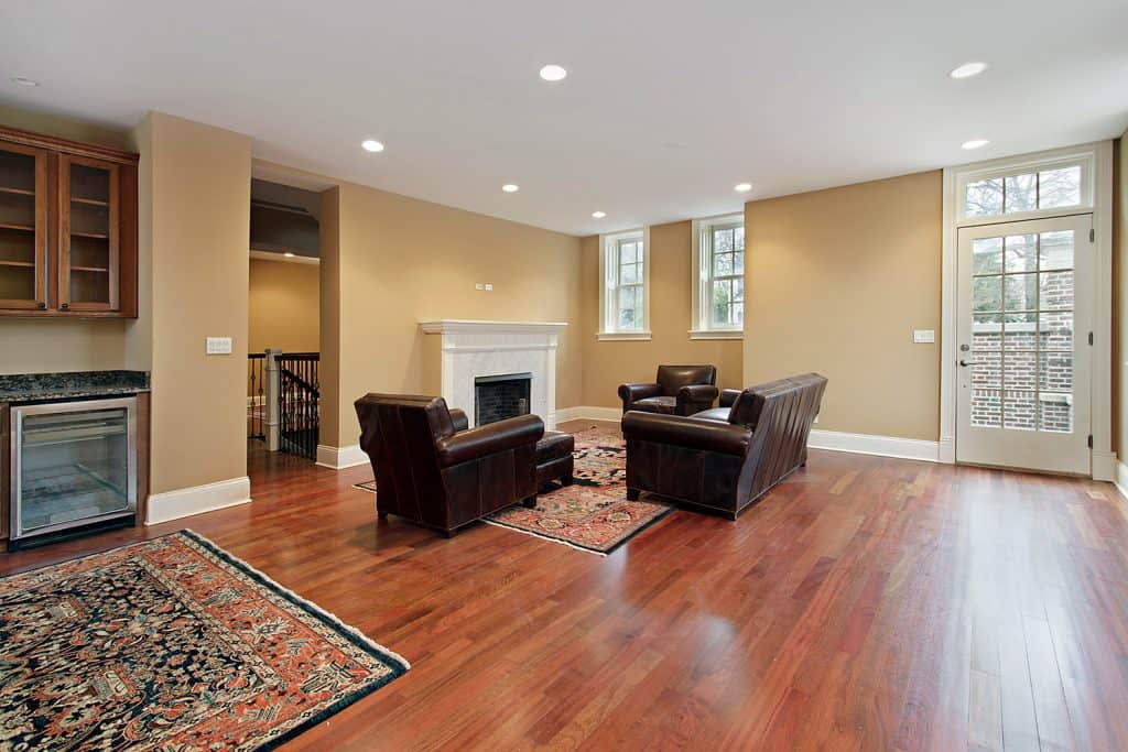 Living room or Foyer with cherry wood floors