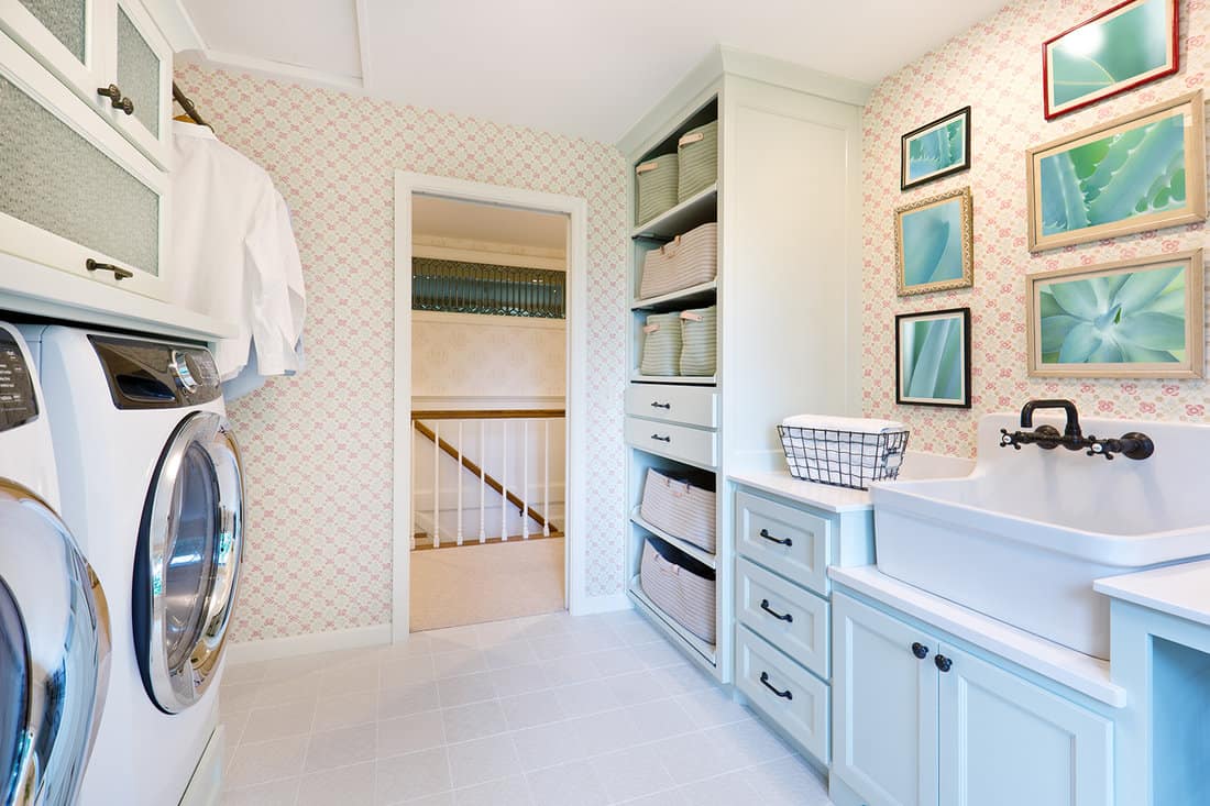 Showcase interior design of a utility laundry room in a residential home