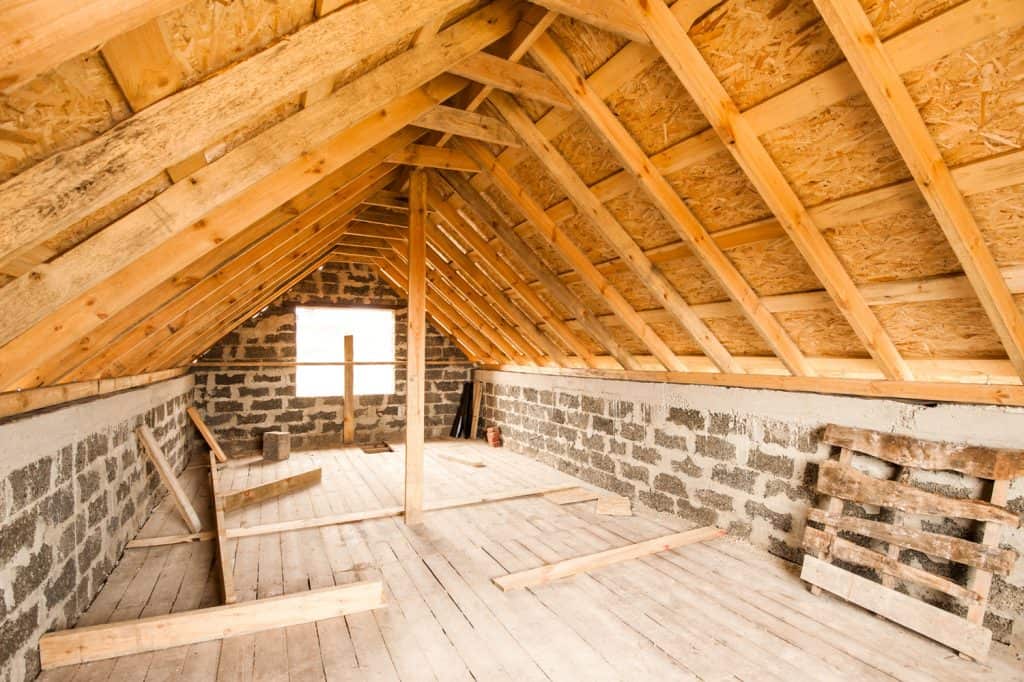 Unfinished private dwelling house attic