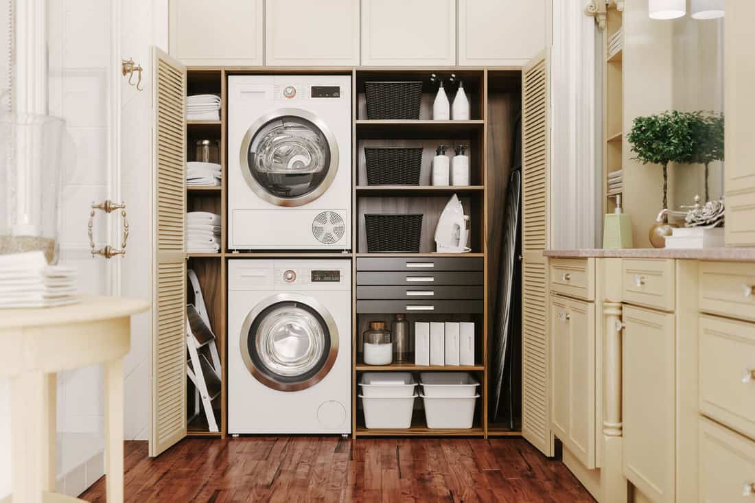 Washing machine and dryer in a luxury laundry room, Does A Laundry Room Have To Be On An Outside Wall?