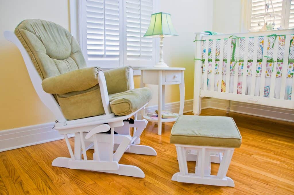 White Wooded Rocking Chair for Nursing a baby