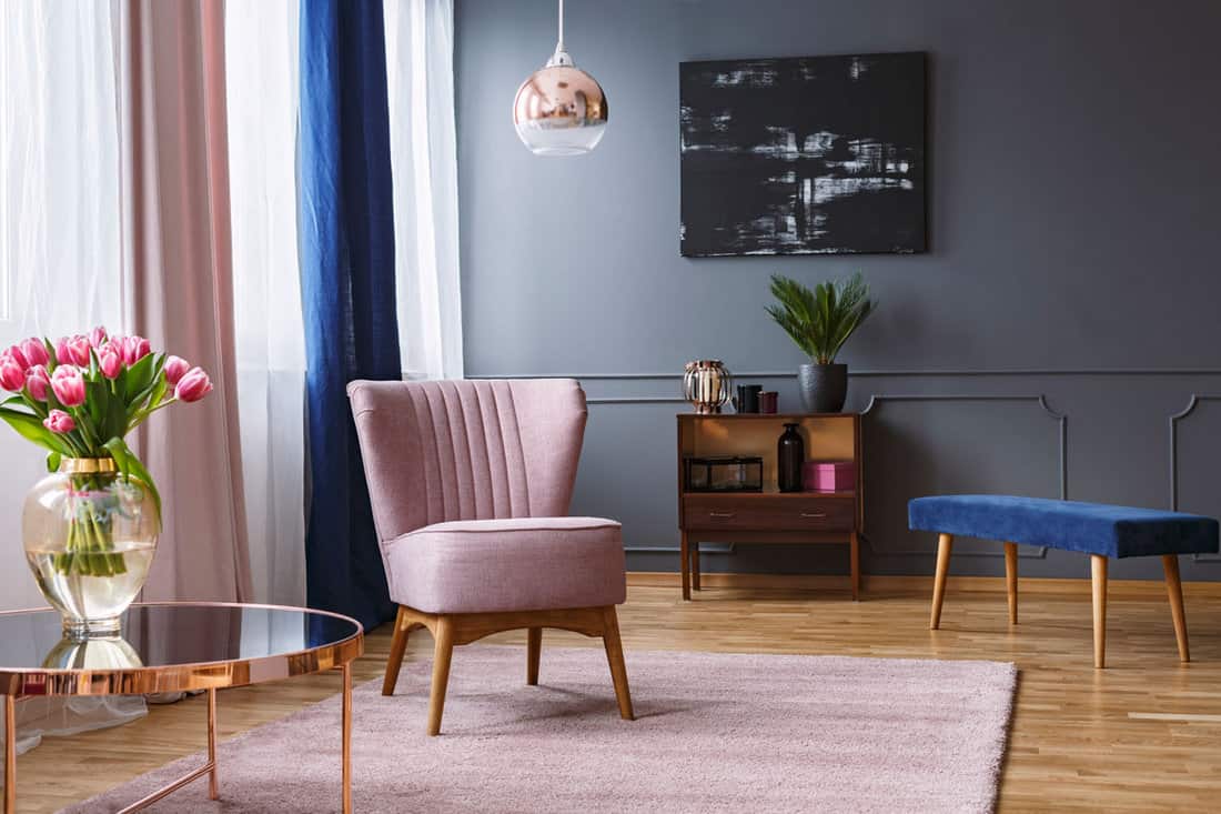 real photo pink armchair standing on