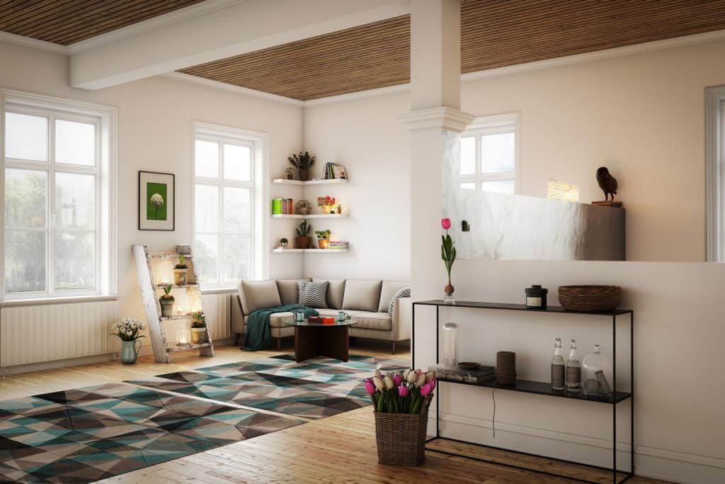 warm and cozy Scandinavian style interior scene