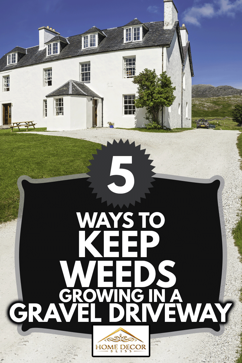 Large family home set in idyllic rural landscape below blue summer skies with large gravel driveway, 5 Ways To Keep Weeds From Growing In A Gravel Driveway