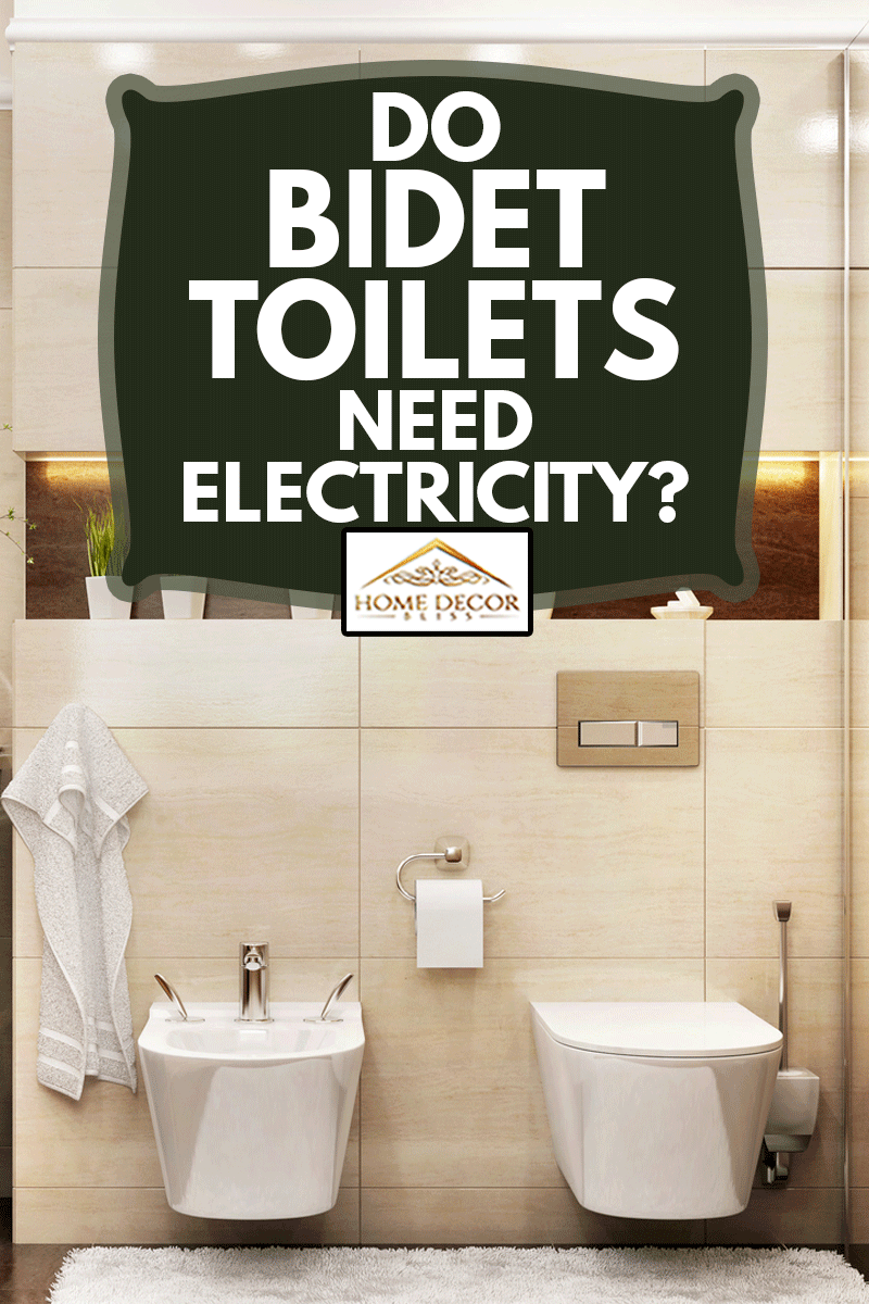 Grande salle de bain avec un rouleau de mouchoir et un bidet, les toilettes bidet ont-elles besoin d'électricité ?