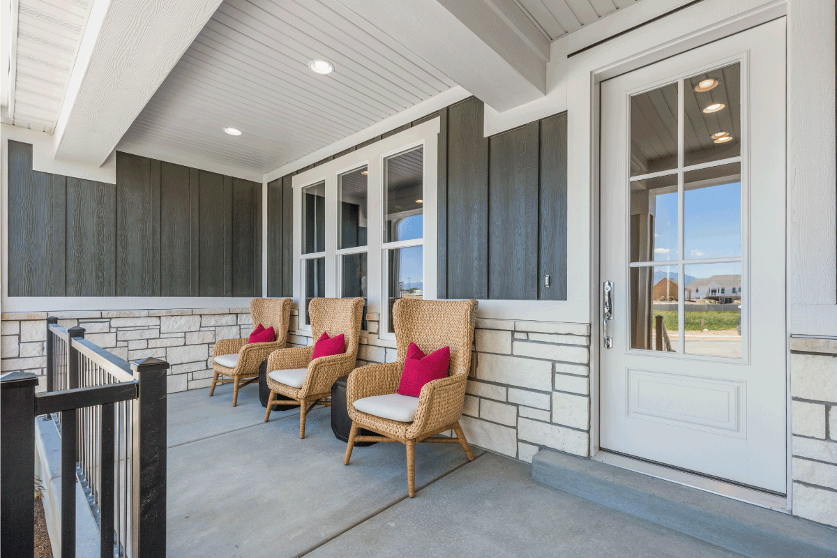 Front porch with modern stone work and siding. What Is The Best Tile Floor For A Porch