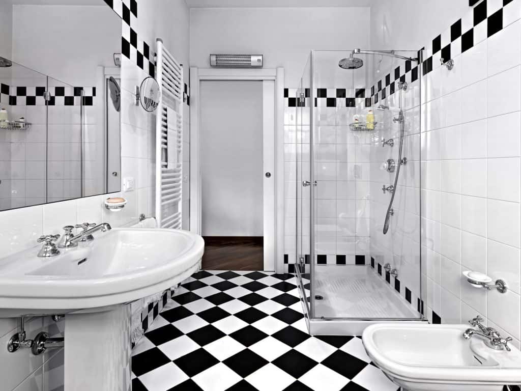 Modern bathroom in black and white