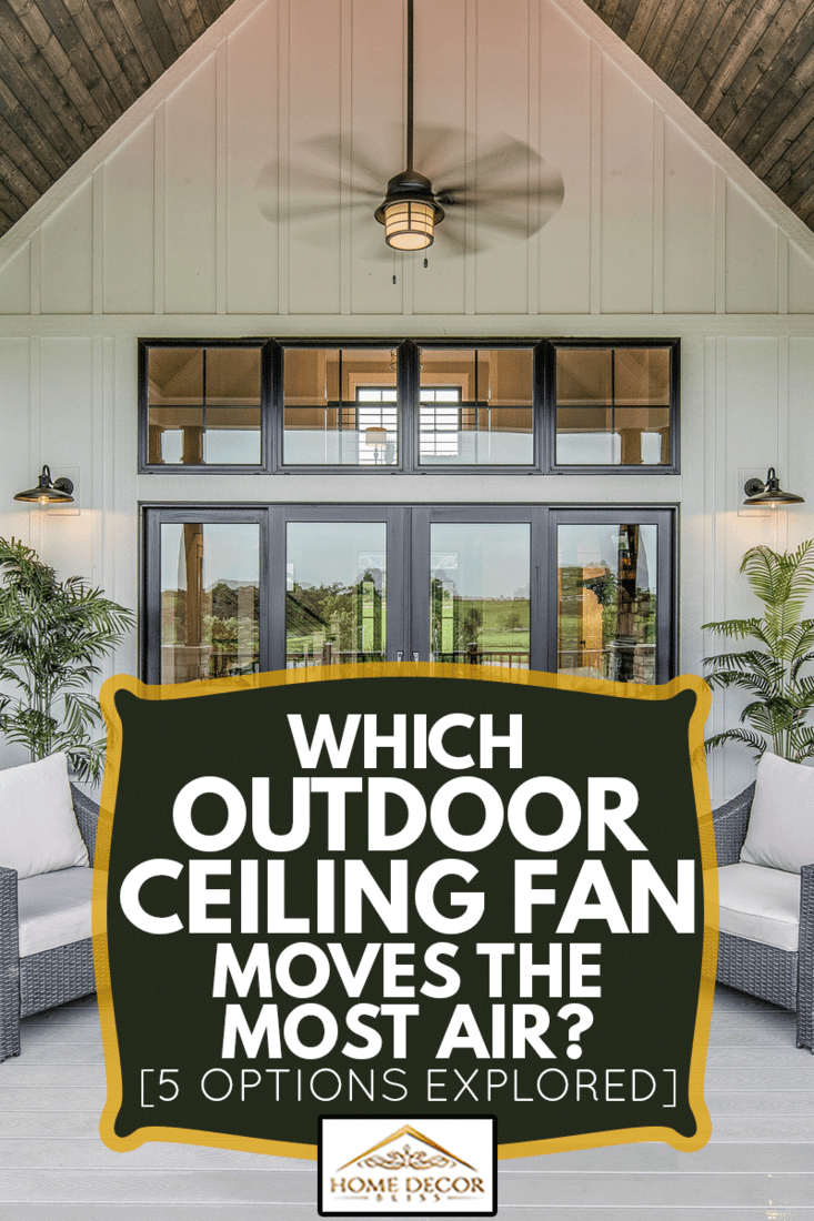 Wood panel vaulted covering on outdoor gathering area of new home, Which Outdoor Ceiling Fan Moves The Most Air? [5 Options Explored]