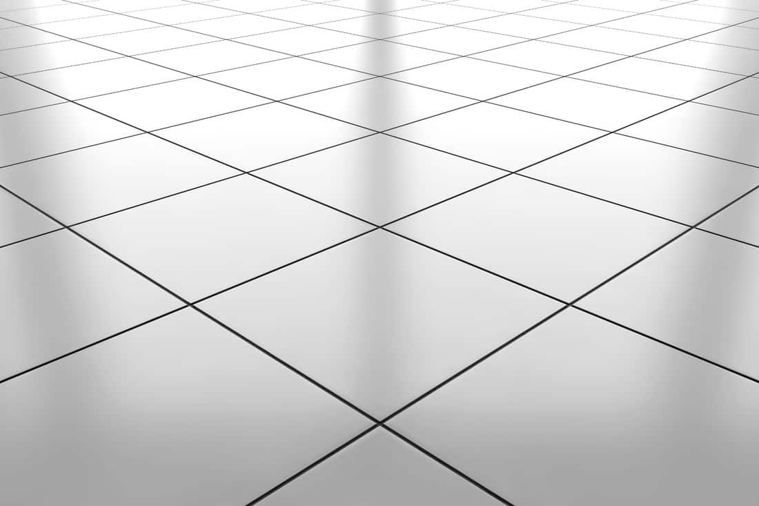 White glossy ceramic tile floor pattern