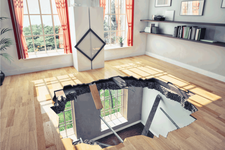 broken floor in a two storey house