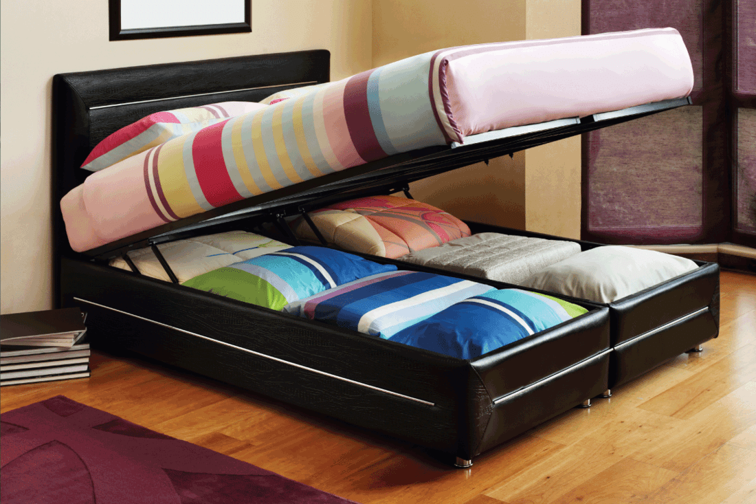platform bed opened to show storage. Can You Put A Box Spring On A Platform Bed