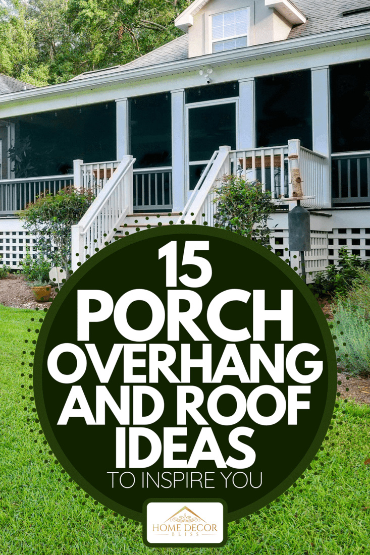 A colonial brick house with covered back porch with large yard, 15 Porch Overhang And Roof Ideas To Inspire You