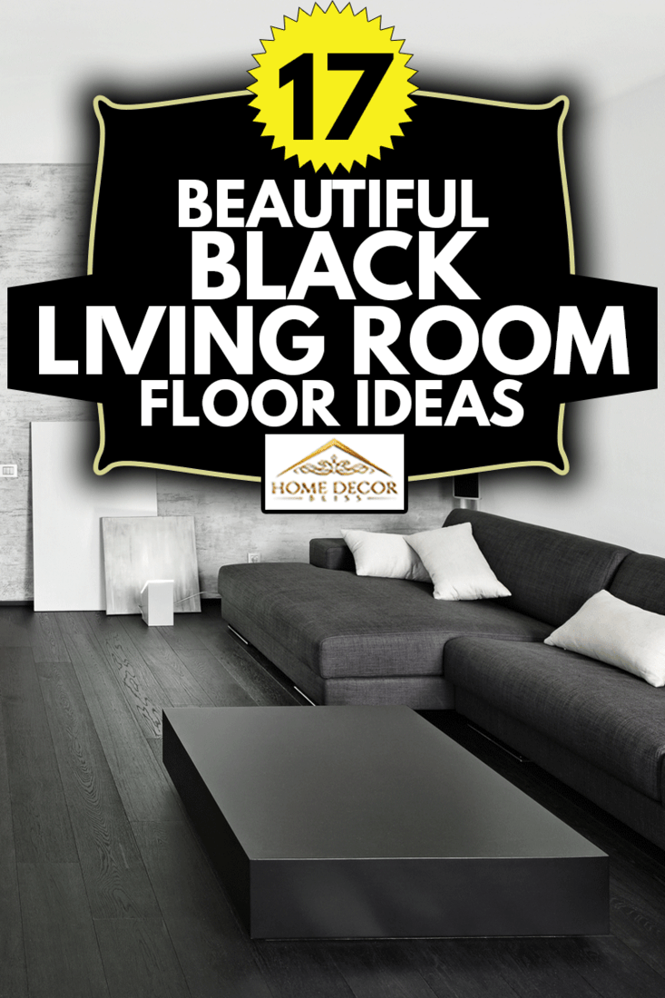 Modern minimalism style black-room interior, 17 Beautiful Black Living Room Floor Ideas