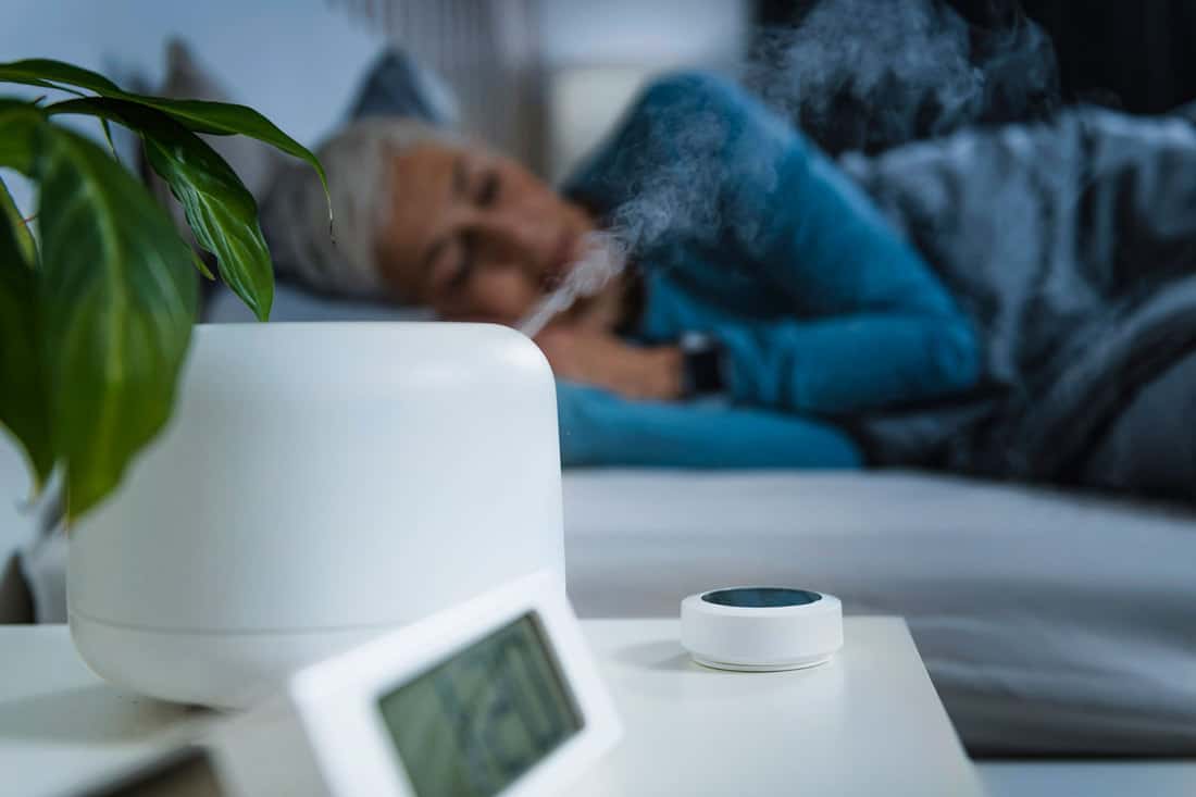 Air Humidifier increasing the humidity in a bedroom for better sleep