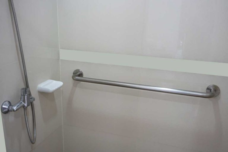 Bathroom interior in patient room with basic required equipment, How To Install A Grab Bar In A Ceramic Tile Shower In 7 Steps