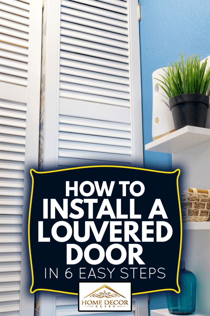 Louvered doors in the closet in the toilet, blue walls and a mirror . How To Install A Louvered Door In 6 Easy Steps