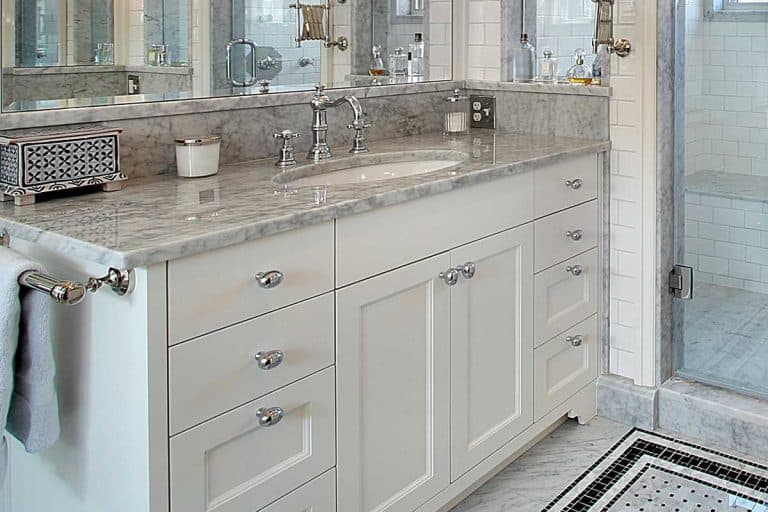 Master bath with windowed shower and cabinets, Should Kitchen And Bathroom Cabinets Match?