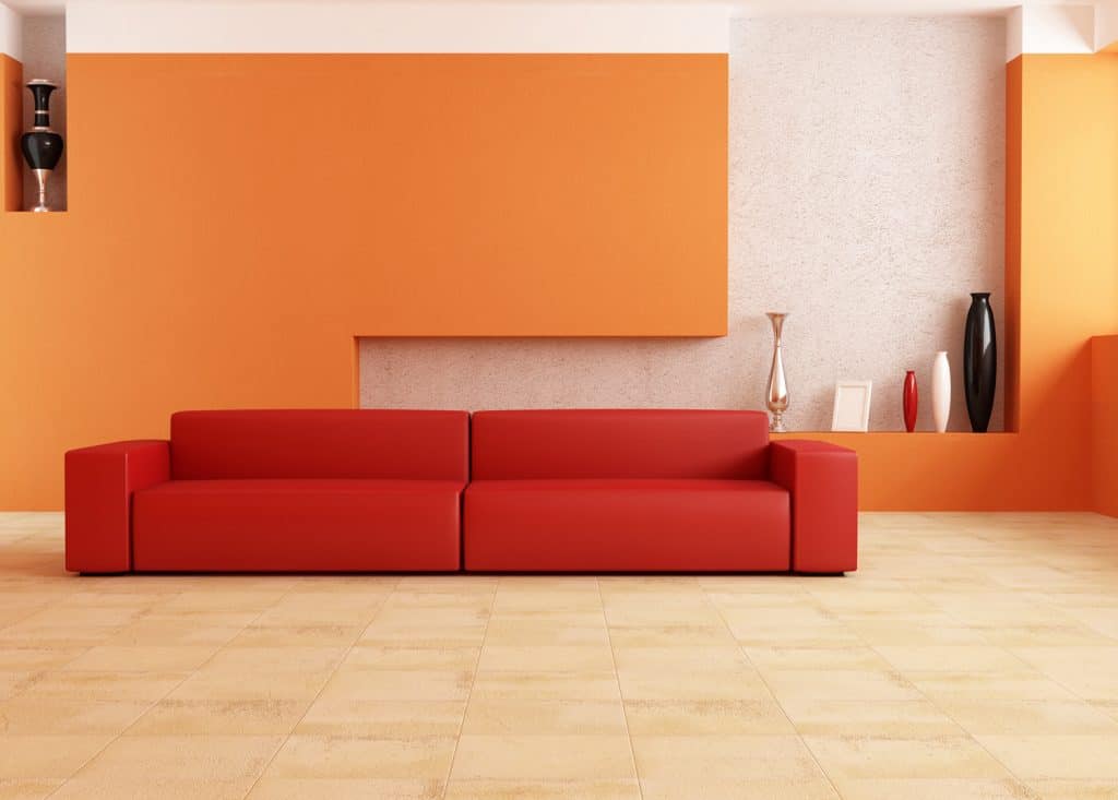 Red and orange living room