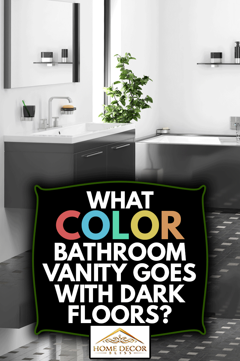 Modern Bathroom with Black Vanity, What Color Bathroom Vanity Goes With Dark Floors?