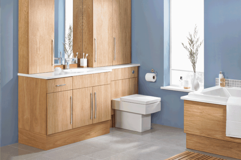 elegant bathroom with wooden interior, Should You Line Bathroom Cabinets