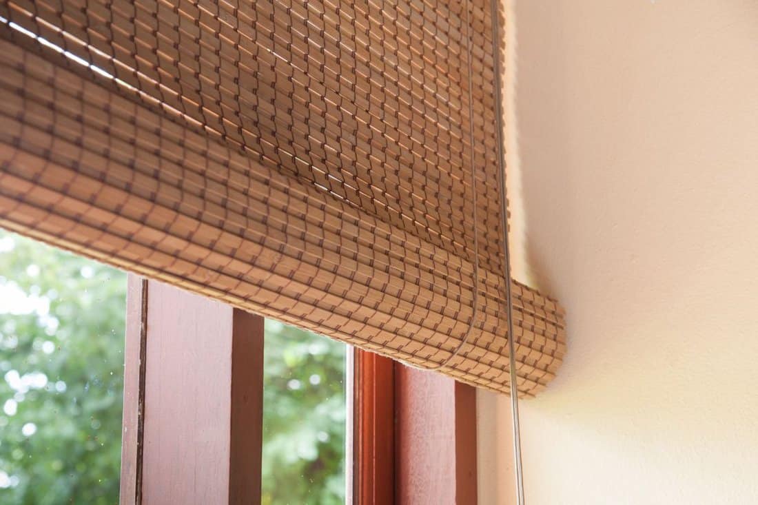 wooden jalousie, a interior decoration detail from natural material