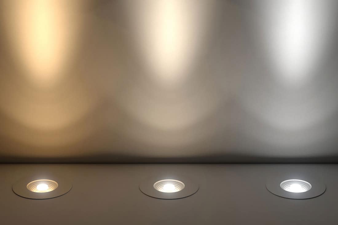 recessed light with three different kelvin temperature colours