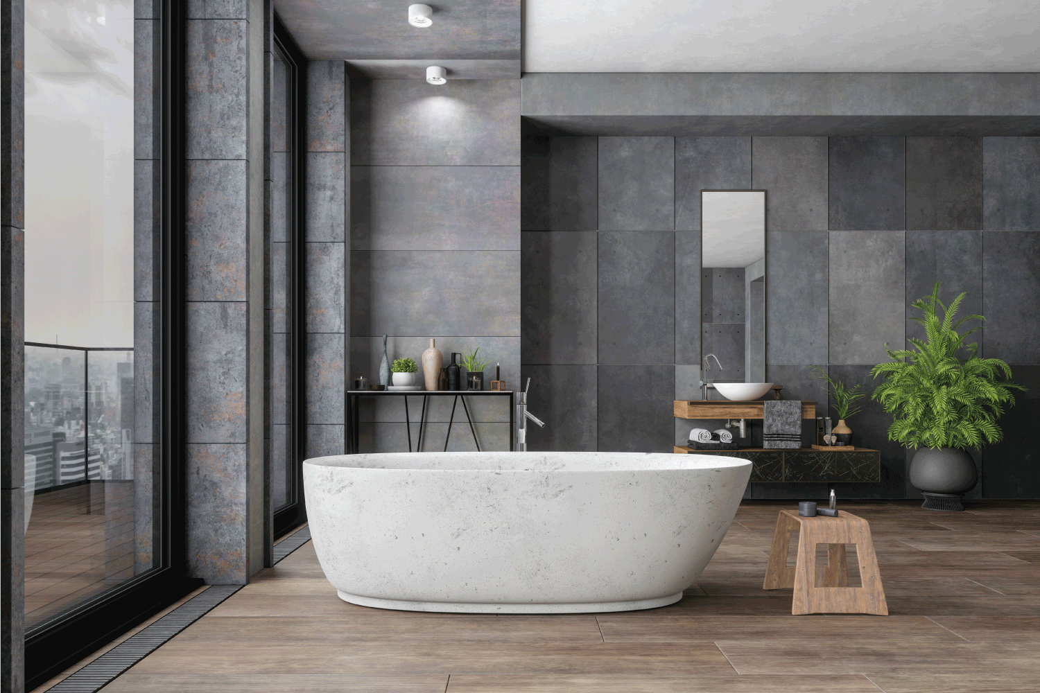 Bathroom In New Luxury Home, japanese style bathtub