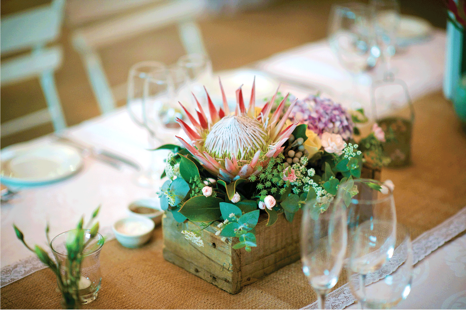 Beautiful Table Decorations at a wedding. 